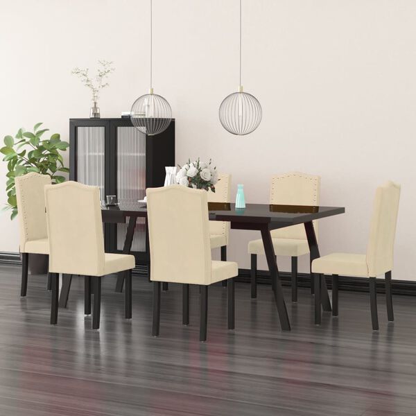 vidaXL Esszimmerst&uuml;hle 6 Stk. Creme Samt