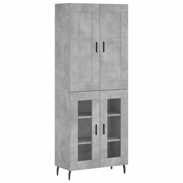 vidaXL Highboard Betongrau 69,5x34x180 cm Holzwerkstoff