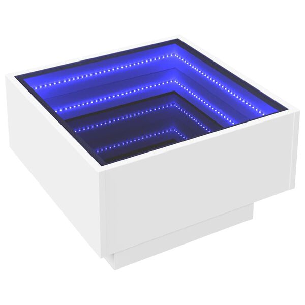 vidaXL LED-Couchtisch Wei&szlig; 50x50x30 cm Holzwerkstoff