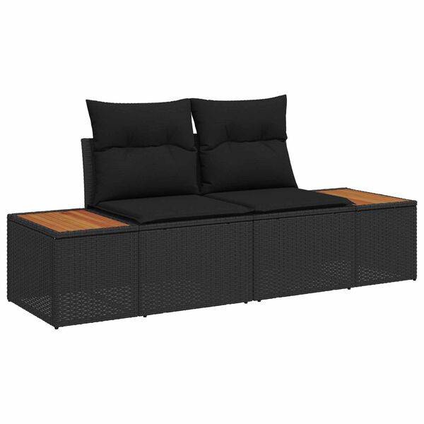vidaXL Garten-Sofa-Set mit Speicher 9 pcs Schwarz Poly Rattan