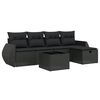 vidaXL 6-tlg. Garten-Sofagarnitur mit Kissen Schwarz Poly Rattan