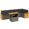 vidaXL 7-tlg. Garten-Sofagarnitur mit Kissen Grau Poly Rattan