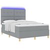 vidaXL LED Boxspringbett mit Matratze Hellgrau 160 x 200 cm Stoff