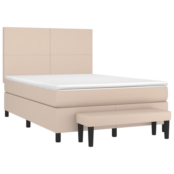 vidaXL Boxspringbett Matratze Cappuccino-Braun 140x200cm Kunstleder