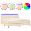vidaXL Boxspringbett mit Matratze & LED Creme 160x200 cm Stoff