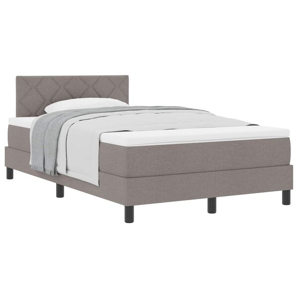 vidaXL Boxspringbett mit Matratze Taupe 120 x 200 cm Stoff