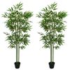 vidaXL Kunstbambusbaum 2 pcs Gr&uuml;n 45 x 18 x 175 cm Stoff und Bambus