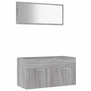 vidaXL 2-tlg. Badm&ouml;bel-Set Grau Sonoma Holzwerkstoff