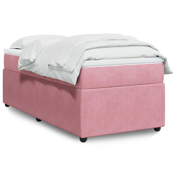 vidaXL Boxspringbett mit Matratze Rosa 90x200 cm Samt