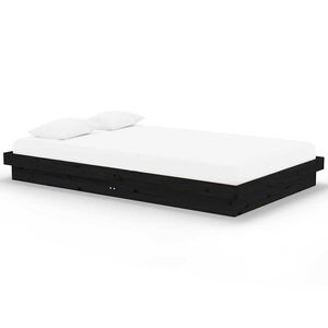 vidaXL Massivholzbett Schwarz 120x200 cm