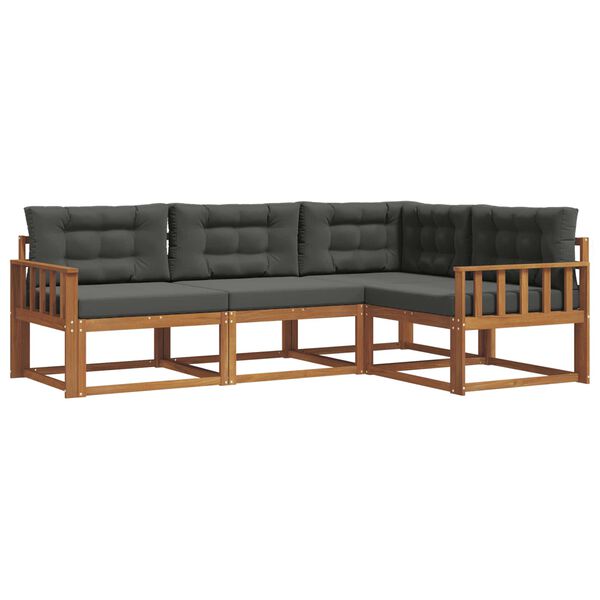vidaXL Outdoor-Sofagarnitur mit Kissen 4 pcs Natur und Anthrazit