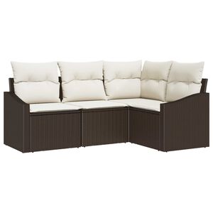 vidaXL Gartensofa-set mit Kissen 4 pcs Braun und Wei&szlig; Poly-Rattan