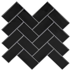 vidaXL Fischgr&auml;tenfliese 10 Stk. Schwarz 30 x 30 cm