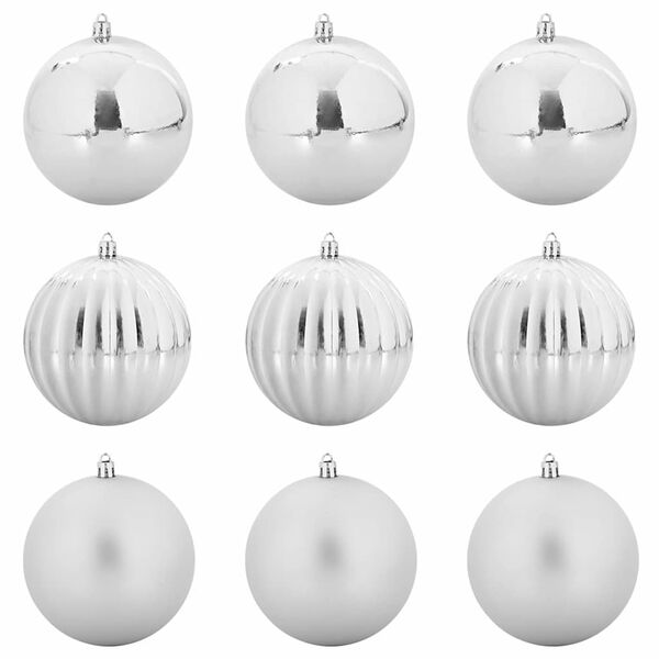vidaXL Weihnachtskugeln Set XL 9 pcs Silber Kunststoff