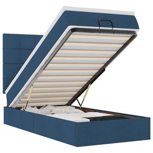 vidaXL Ottoman-Bett mit Matratze & LEDs Blau 80x200 cm Stoff