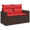 vidaXL Gartensofa mit Kissen 2-Sitzer Braun Poly Rattan