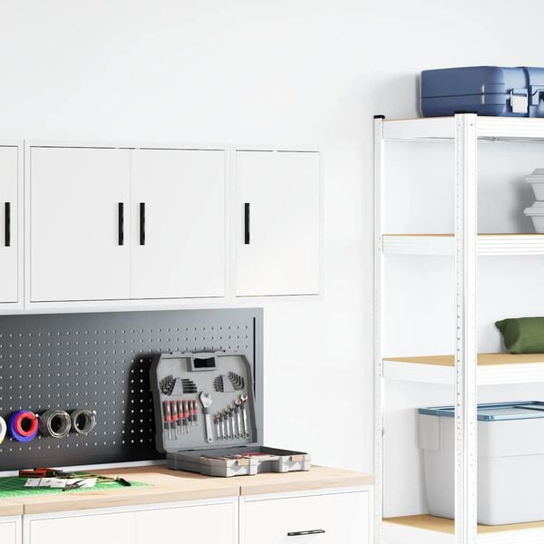 vidaXL Garagen-Wandschrank Wei&szlig; Holzwerkstoff