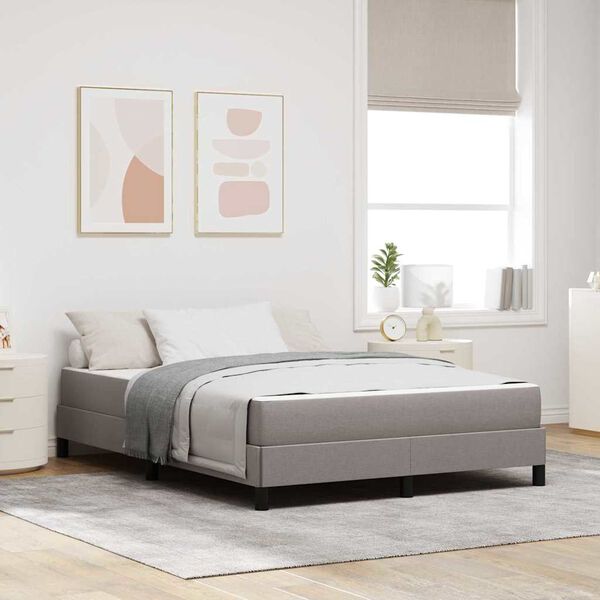 vidaXL Boxspringbett mit Matratze Taupe 140 x 190 cm Stoff