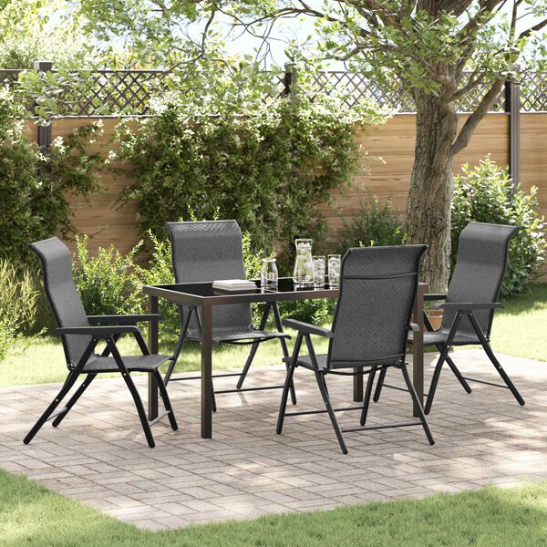 vidaXL Garten Essgruppe 5 pcs Grau Poly Rattan