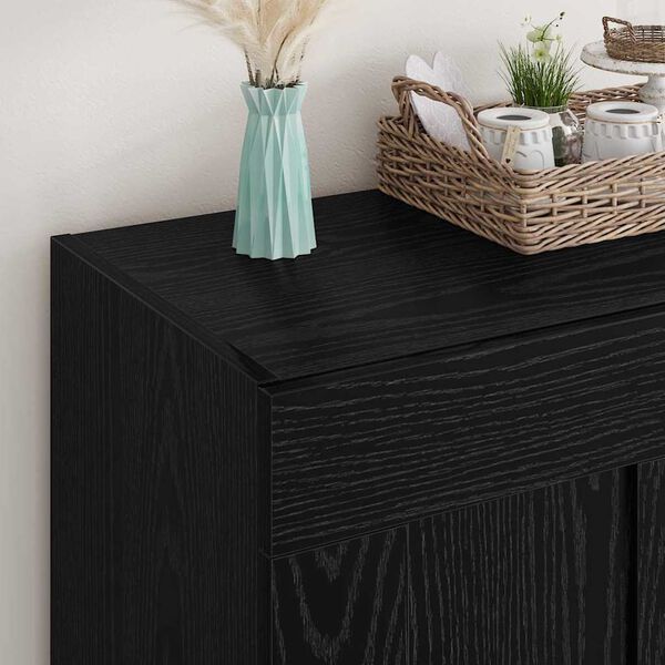 vidaXL Sideboard Schwarz Eichen-Optik 69,5 x 34 x 90 cm Holzwerkstoff