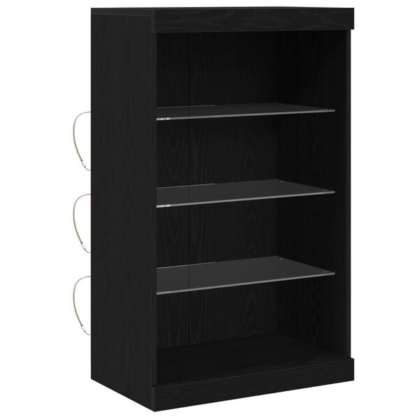 vidaXL LED-Sideboard Schwarz Eichen-Optik 60,5 x 37 x 100 cm