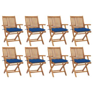 vidaXL Klappbare Gartenst&uuml;hle mit Kissen 8 Stk. Massivholz Teak