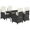 vidaXL 5-tlg. Garten-Essgruppe mit Kissen Schwarz Poly Rattan