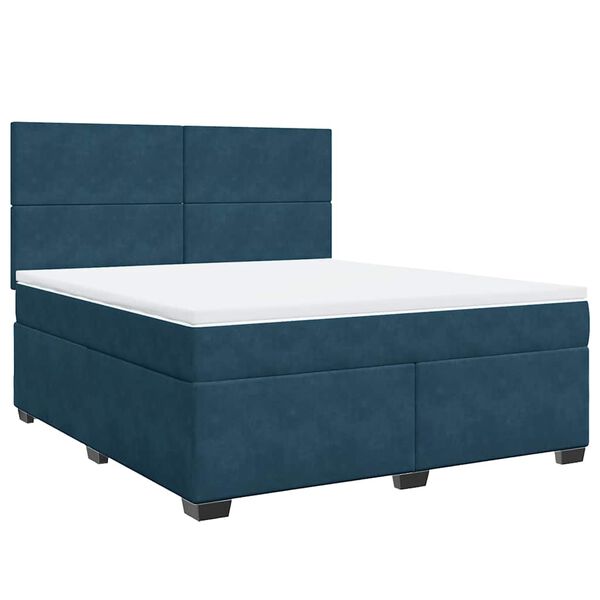 vidaXL Boxspringbett mit Matratze Blau 180x200 cm Samt
