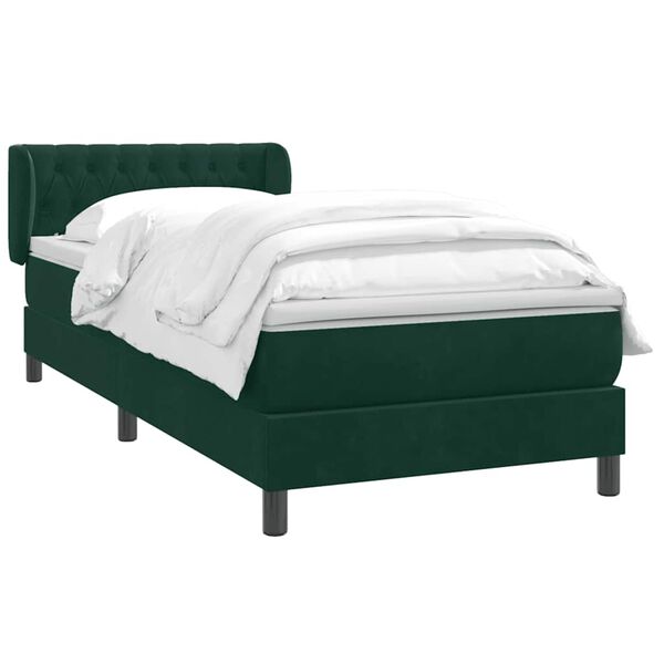 vidaXL Boxspringbett mit Matratze Dunkelgr&uuml;n 90x220 cm Samt