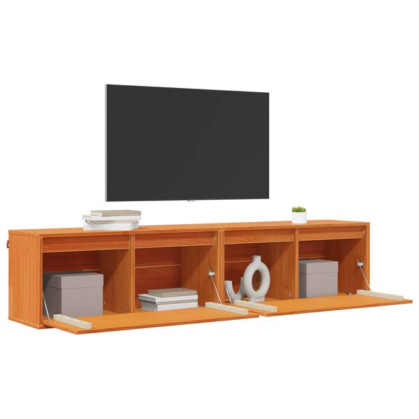 vidaXL Wandschrank mit Regal mit T&uuml;r 2 pcs Wachsbraun 80 x 30 x 35 cm