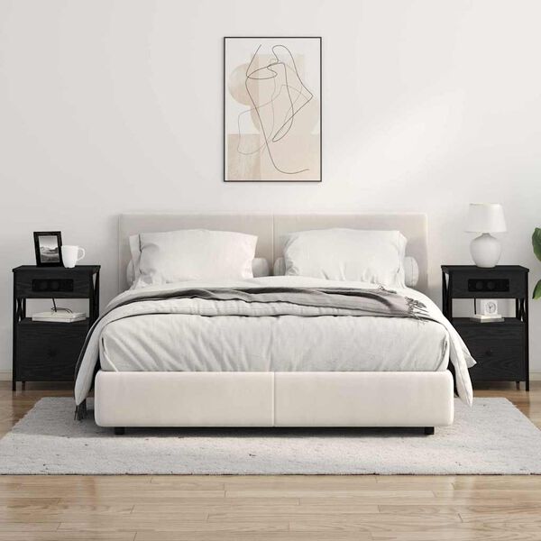 vidaXL Nachttisch Schwarz Eichen-Optik 40 x 31 x 60 cm Holzwerkstoff