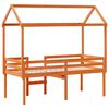 vidaXL Hochbett mit Dach Wachsbraun 90x190 cm Massivholz Kiefer