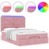 vidaXL Ottoman-Bett mit Matratzen & LEDs Rosa 140x190 cm Samt