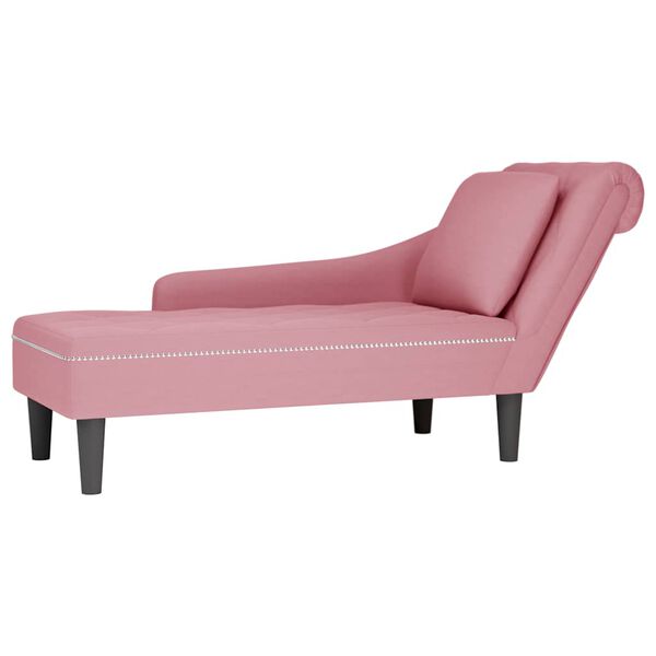 vidaXL Chaiselongue mit Kissen und Rechter Armlehne Rosa Samt