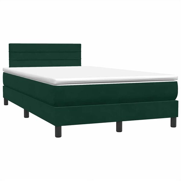 vidaXL Boxspringbett mit Matratze Dunkelgr&uuml;n 120x210 cm Samt