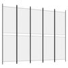 vidaXL 5-tlg. Paravent Wei&szlig; 250x200 cm Stoff