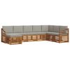 vidaXL Ecksofa Set 8 pcs Nat&uuml;rlich und Hellgrau Massivholz Akazie