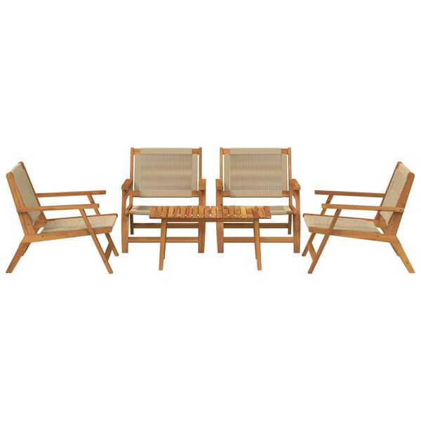 vidaXL Gartenstühle mit Tisch 5 pcs Beige Massivholz Akazie