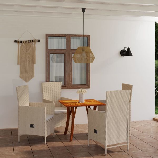 vidaXL 5-tlg. Garten-Essgruppe Beige