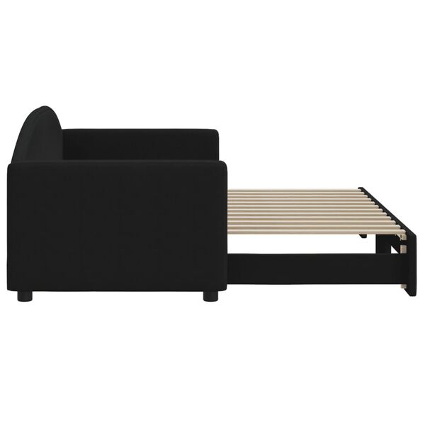 vidaXL Tagesbett Ausziehbar Schwarz 80x200 cm Stoff