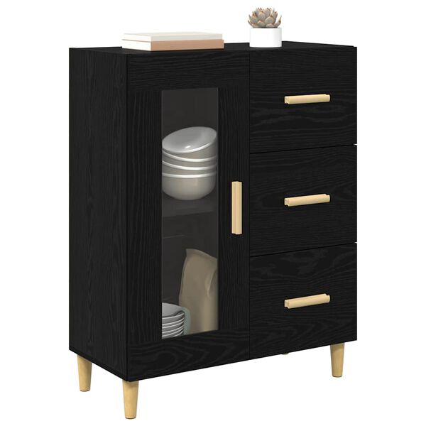 vidaXL Sideboard Schwarz Eichen-Optik 69,5 x 34 x 90 cm Holzwerkstoff