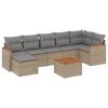 vidaXL 8-tlg. Garten-Sofagarnitur mit Kissen Beige Poly Rattan