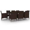 vidaXL 9-tlg. Garten-Essgruppe mit Kissen Poly Rattan und Glas