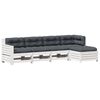 vidaXL 5-tlg. Garten-Lounge-Set mit Kissen Wei&szlig; Massivholz Kiefer