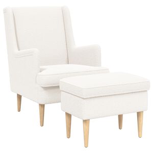 vidaXL Sessel mit Fu&szlig;hocker 2 stk. Creme Boucl&eacute;