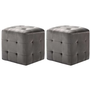 vidaXL Nachttische 2 Stk. Grau 30&times;30&times;30 cm Samtstoff