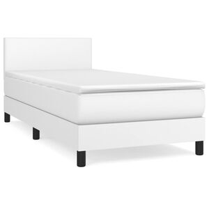 vidaXL Boxspringbett mit Matratze Wei&szlig; 90x200 cm Kunstleder