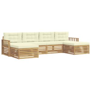 vidaXL Outdoor-Sofagarnitur 6 stk. Wei&szlig; und Creme Massivholz Akazie