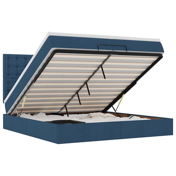 vidaXL Ottoman-Bett mit Matratzen Blau 200x200 cm Stoff