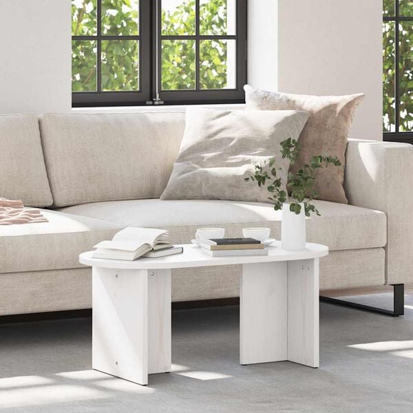 vidaXL Couchtisch Weiß 80 x 39,5 x 35 cm Massivholz Kiefer
